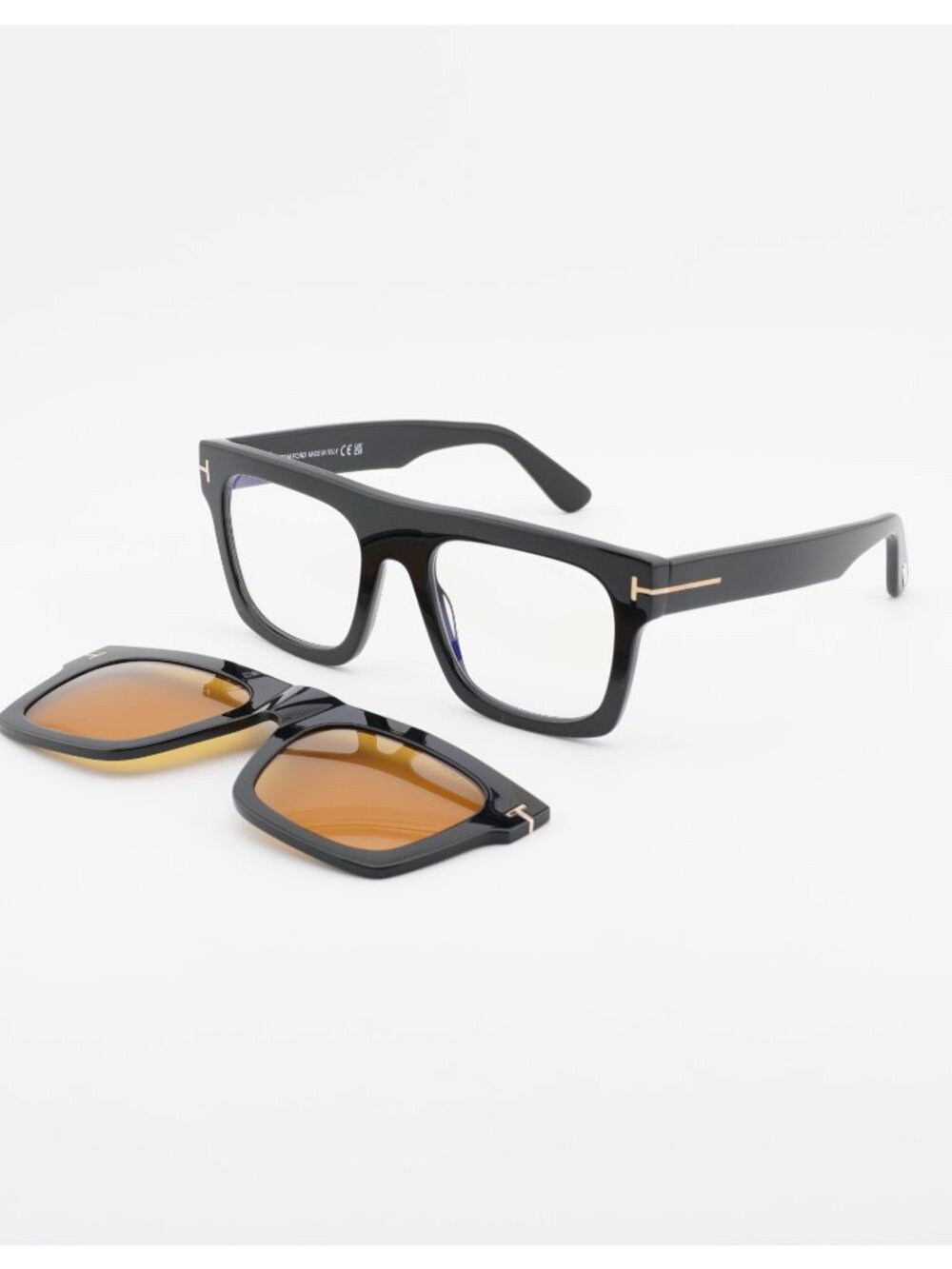 Tom Ford FT6068-B 001 Eyeglasses Black 53mm Square Frame, Magnetic Clip-On